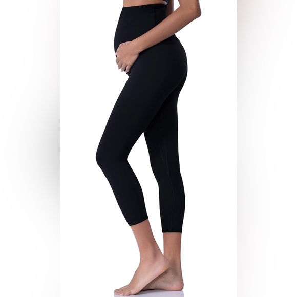 NWT Black POSHDIVAH Maternity Workout Leggings Medium - Picture 2 of 9